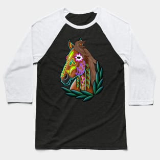 Day of the Dead Sorrel Sugar Skull Horse Baseball T-Shirt